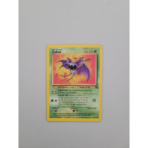 Pokemon Other - Top Popular Video Games Classic Fossil Zubat 57/62 Common Pokemon Card
